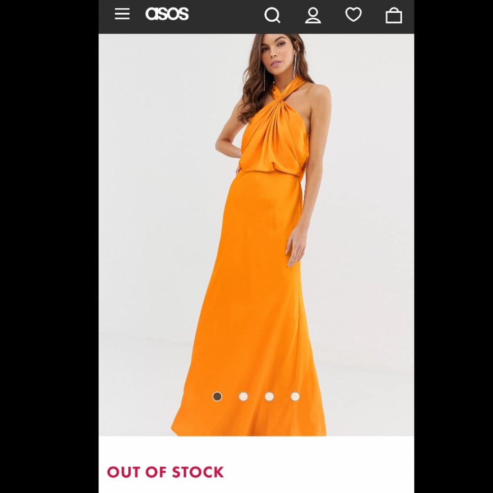 NWT- beautiful orange ASOS halter dress - US6